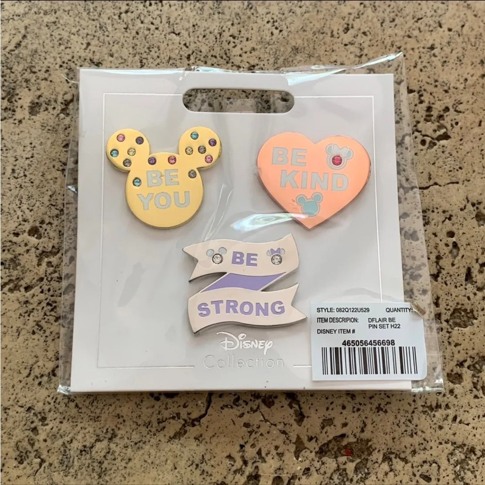 Mickey Minnie Be Flair Pin Set Disney Parks Be Kind You Strong